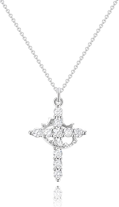 Cross Necklace with Crown