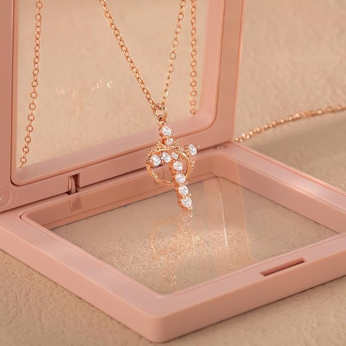 Cross Necklace with Crown