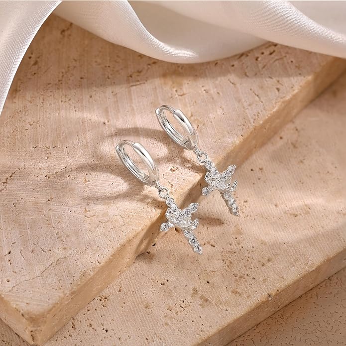 Cross with Crown Hoop Earrings